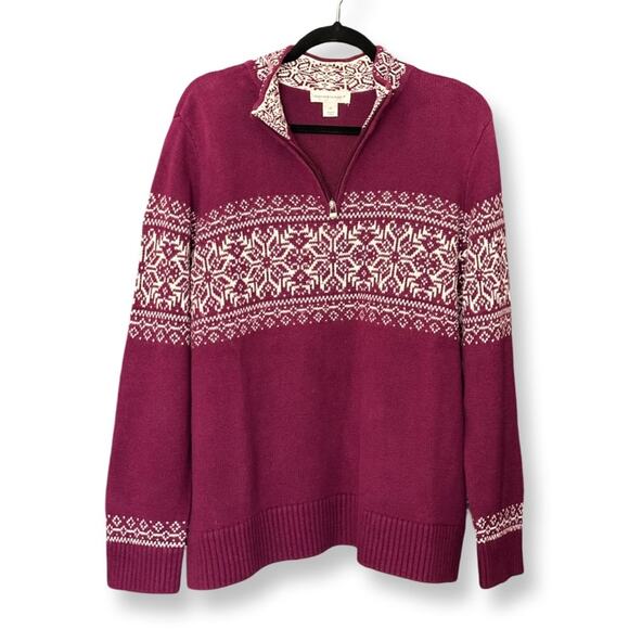 Vintage Christopher & Banks Purple Holiday Half Zip Sweater - Picture 3 of 5